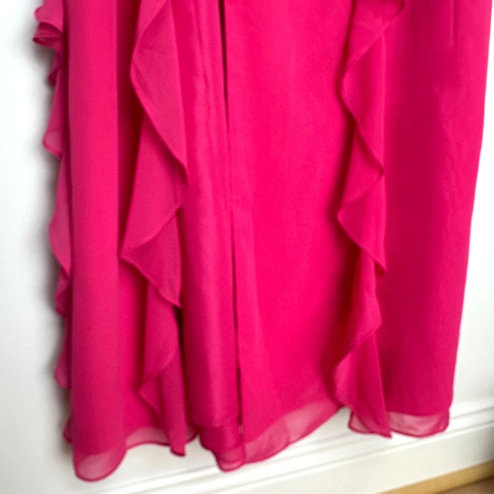 Barbie x Azazie 1001 Ruffle Maxi Dress Barbie Pink Formal Gown Size A8 NEW - Picture 8 of 15